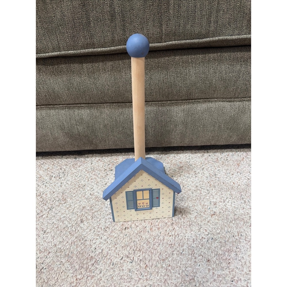 Vintage Pine Creek Collection Wooden Paper Towel Holder Blue House Country